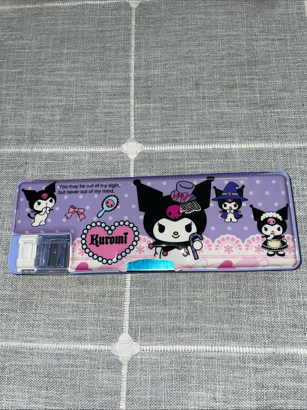 Kuromi Lavender Pencil Case with built in sharpener